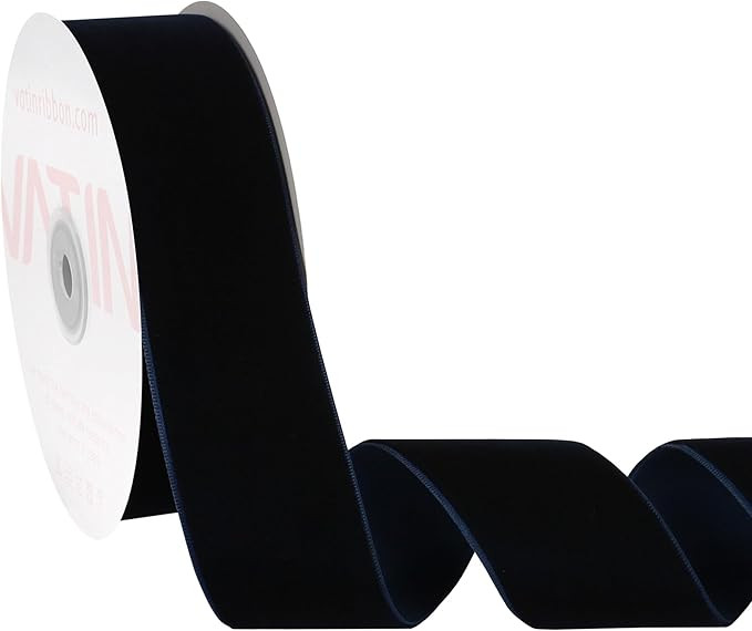 VATIN Navy Blue Velvet Ribbon 1-1/2" Blue Premium Plush Velvet Woven Edge Velvet Ribbon for Chris... | Amazon (US)
