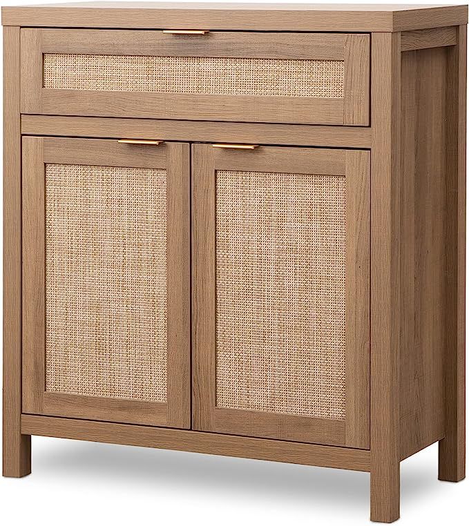 SICOTAS Buffet Cabinet Sideboard with Storage, Rattan Accent Cabinet with Doors Drawer, Boho Cred... | Amazon (US)