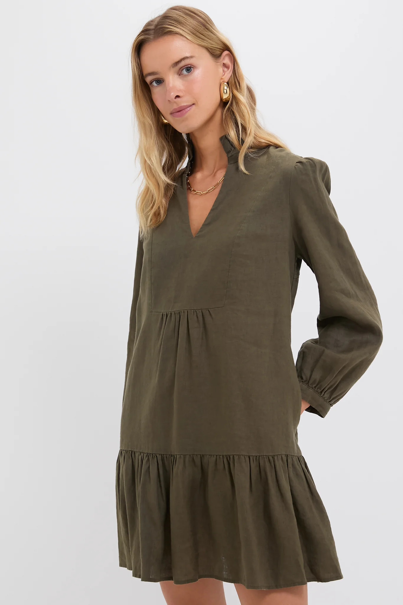 Olive Green Linen Palmerston Dress | Tuckernuck (US)