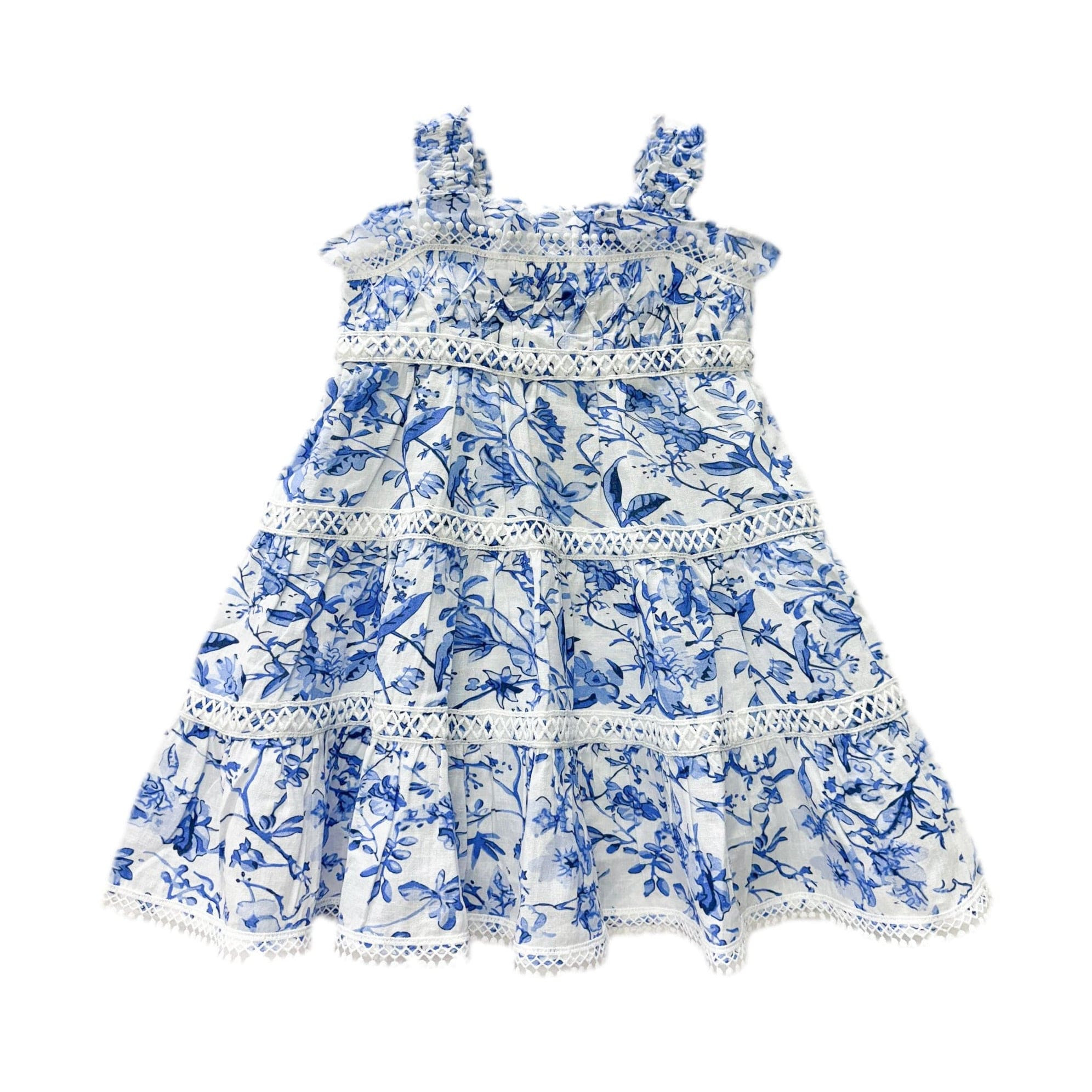 Jaylin Blue and White Linen Sleeveless Summer Dress | petite maison kids