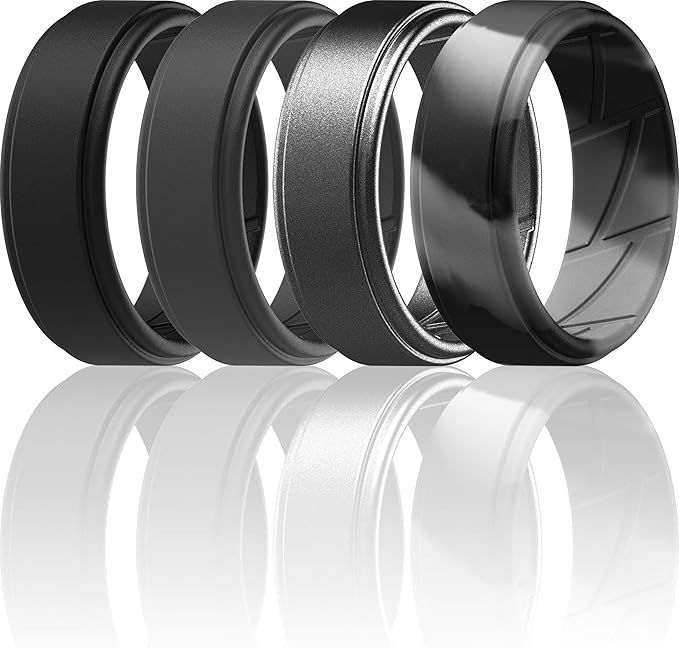 ThunderFit Silicone Wedding Rings for Men Breathable Airflow Inner Grooves - 7 Rings / 4 Rings / ... | Amazon (US)