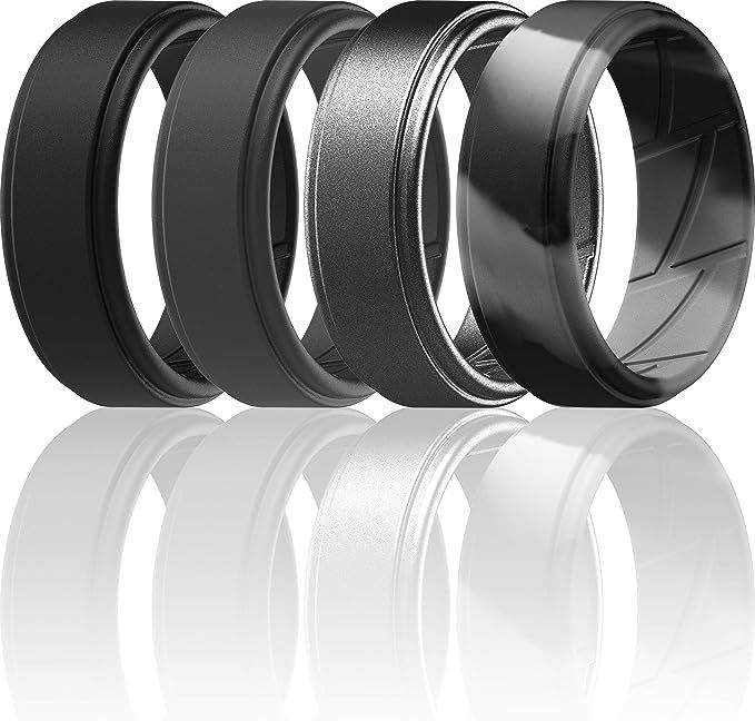 ThunderFit Silicone Wedding Rings for Men Breathable Airflow Inner Grooves - 7 Rings / 4 Rings / ... | Amazon (US)