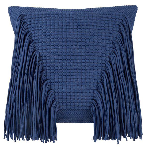 Wanda June Home Jersey Knit Fringe Pillow, Blue, 18"x18" by Miranda Lambert - Walmart.com | Walmart (US)