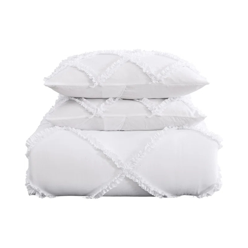 Laura Ashley Norah Solid White Reversible Comforter Set & Reviews | Wayfair | Wayfair North America
