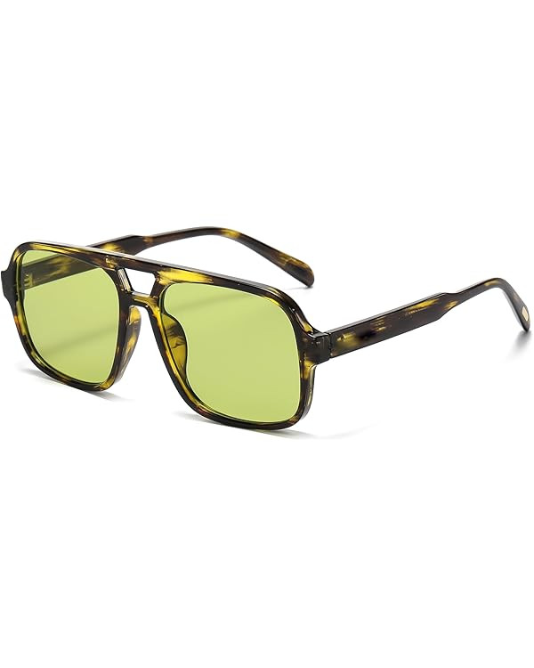 Retro Aviator Sunglasses for Women Men Trendy Classic 70s Square Aviator Sun Glasses Vintage Shad... | Amazon (US)