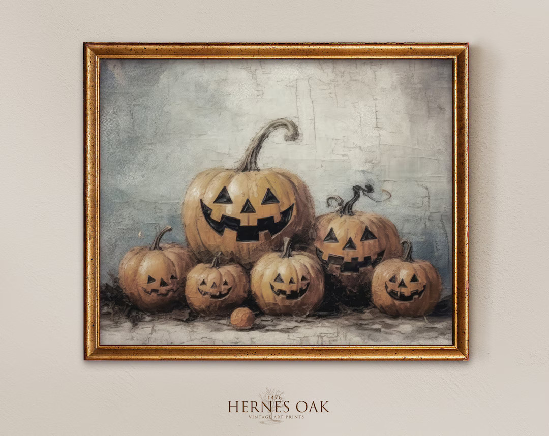 Vintage Halloween Pumpkin printable wall art, Vintage Halloween Pumpkins Print, Vintage pumpkin p... | Etsy (US)