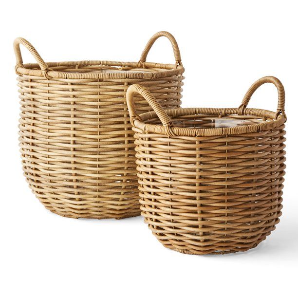 Set of 2 round woven planters handcrafted by skilled artisans | Walmart (US)