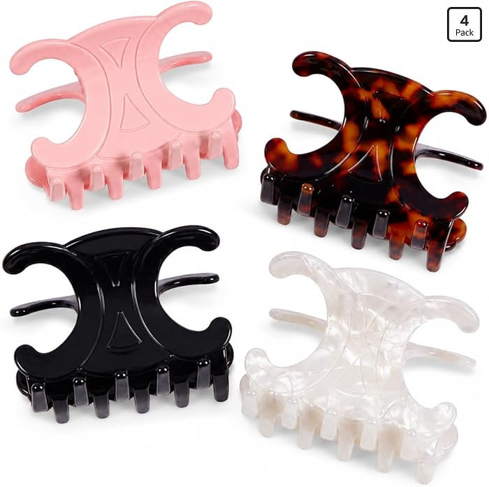 Premium durable acetate butterfly hair clips, 4 Pack. Medium Size Acetate Hair Claw Clips with Se... | Amazon (US)