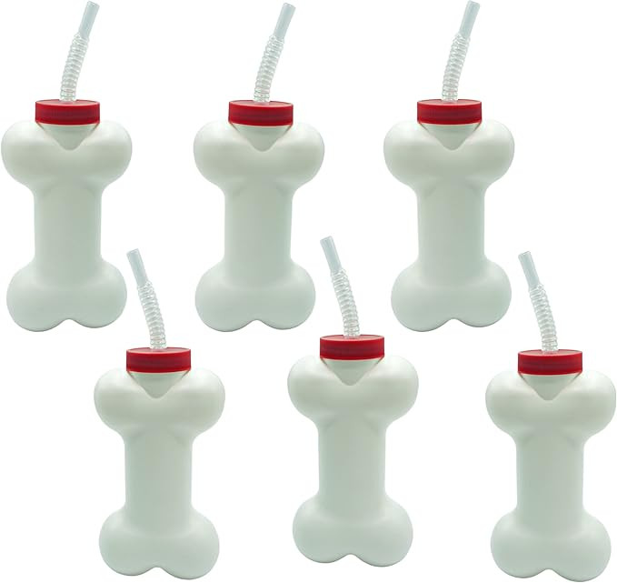 4E's Novelty Dog Bone Cups with Straw (6 Pack) 14 oz - Paw Dog Patrol Party Supplies, Dog Birthda... | Amazon (US)