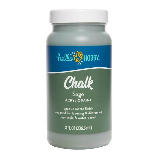 Hello Hobby Chalk Acrylic Paint, Ultra Matte, Sage, 8 fl oz #40509 | Walmart (US)