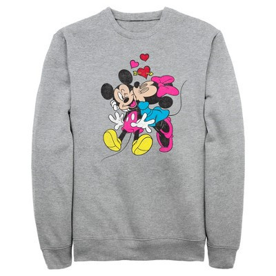 Men's Mickey & Friends Valentine's Day Minnie Mouse Smooch  Sweatshirt - Athletic Heather - Medium | Target