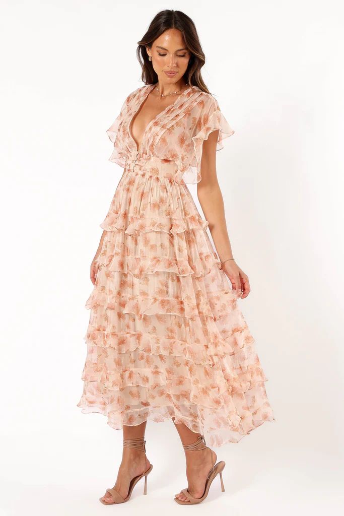 Wendi Ruffle Dress - Dark Peach Floral | Petal & Pup (US)