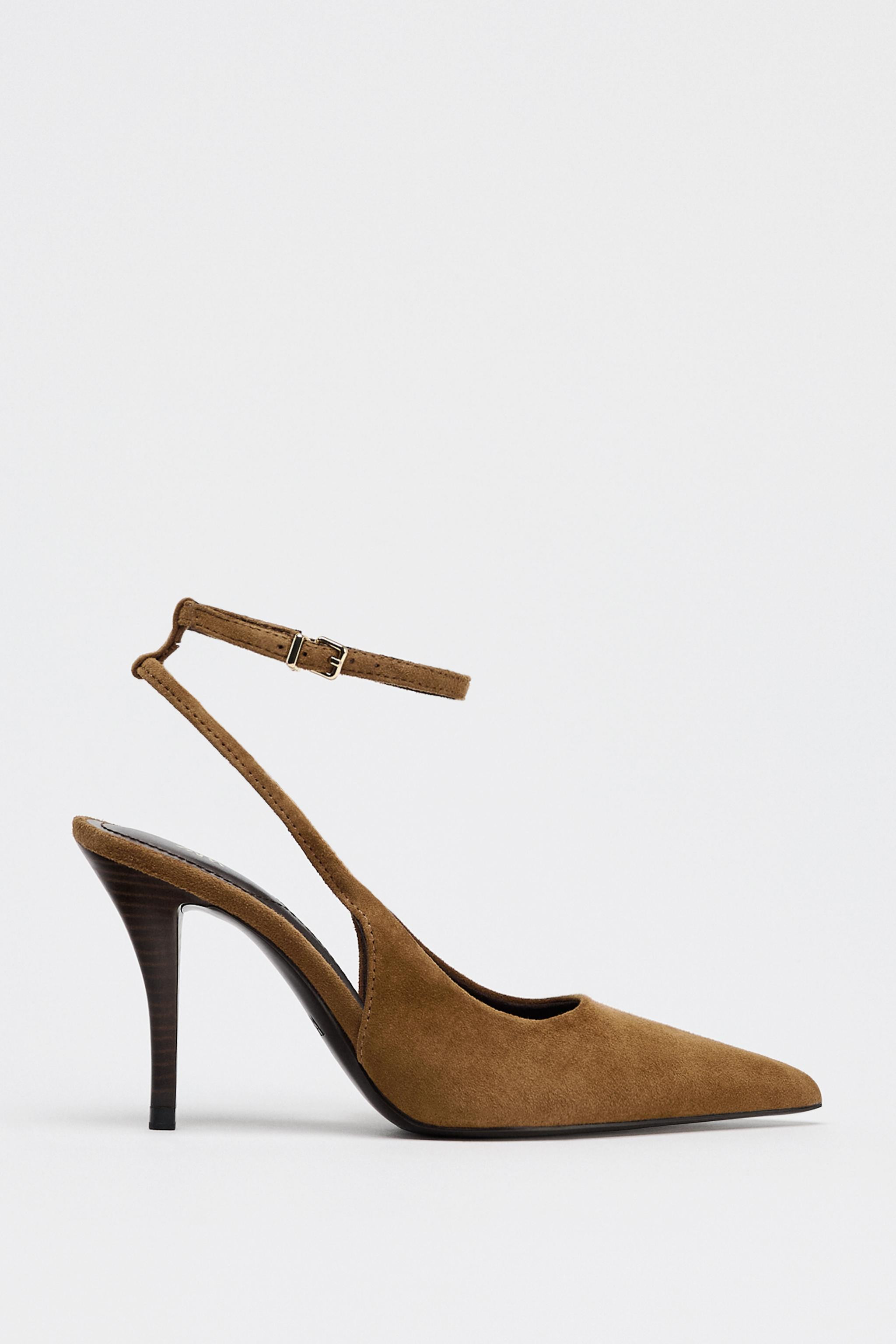 SPLIT SUEDE SLINGBACK HEELS | Zara UK