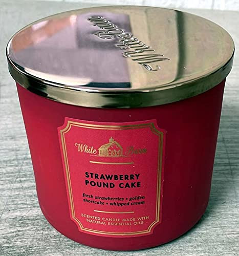 Bath and Body Works, White Barn 3-Wick Candle w/Essential Oils - 14.5 oz - 2021 Core Scents! (Strawberry Pound Cake) | Amazon (US)