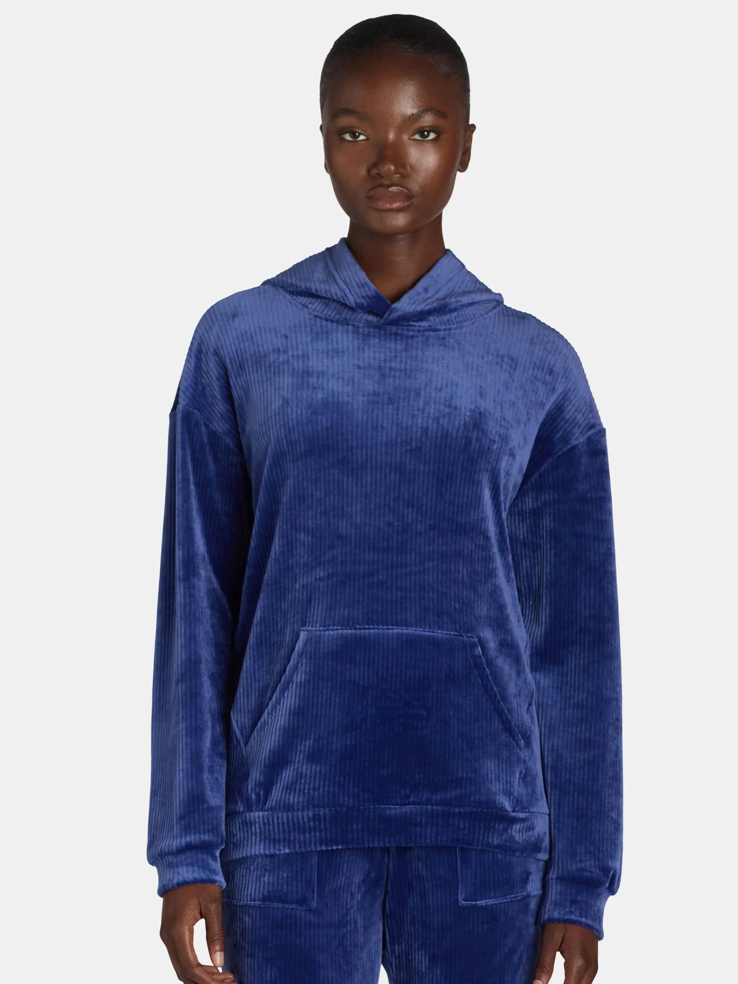Time and Tru's Women’s Ribbed Velour Hoodie Sweatshirt, Sizes S-XXXL | Walmart (US)