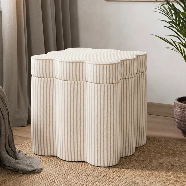 Wavie Tiny Stripe Storage Footstool | Dunelm