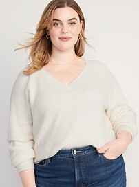 V-Neck Shaker-Stitch Cocoon Sweater for Women | Old Navy (US)