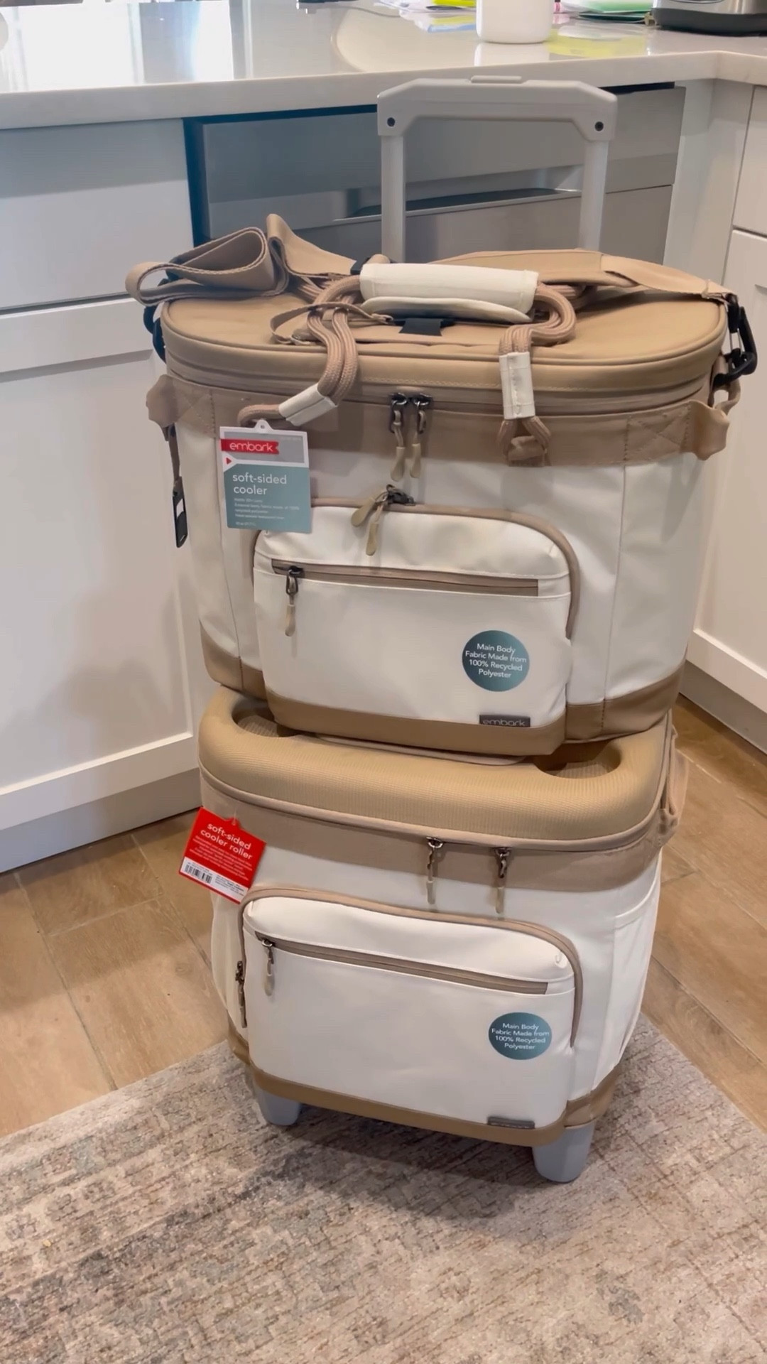 The best travel coolers. Perfect for road trips, beach days, picnics or camping. Easy access, lots of pockets, cup holders. Beautiful cream and tan color way and so affordable - target find 

#LTKunder50 #LTKtravel #LTKSeasonal