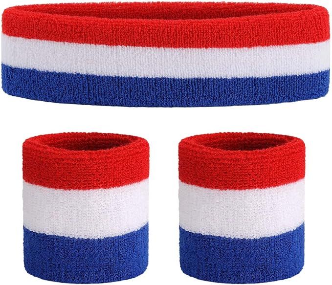 ONUPGO Sweatband Set Sports Headband Wristband Set Sweatbands Terry Cloth Wristband Wrist Sweatba... | Amazon (US)