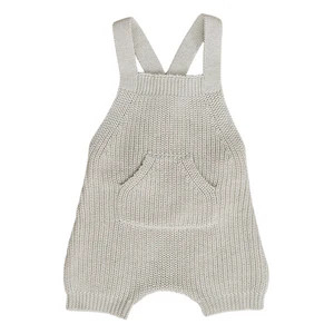 Oatmeal Pocket Knit Overalls | Mebie Baby