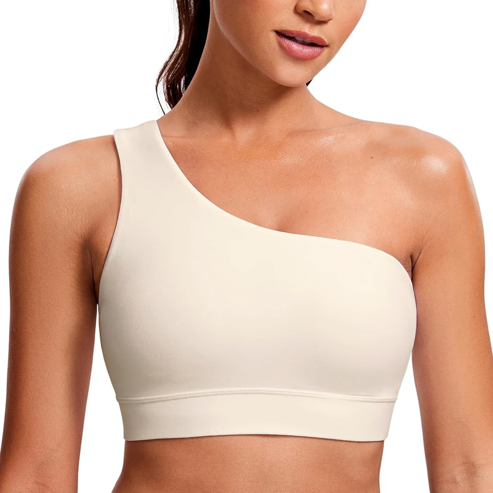 CRZ YOGA Butterluxe Womens One Shoulder Sports Bra - Sleeveless One Strap Low Impact Asymmetrical... | Amazon (US)