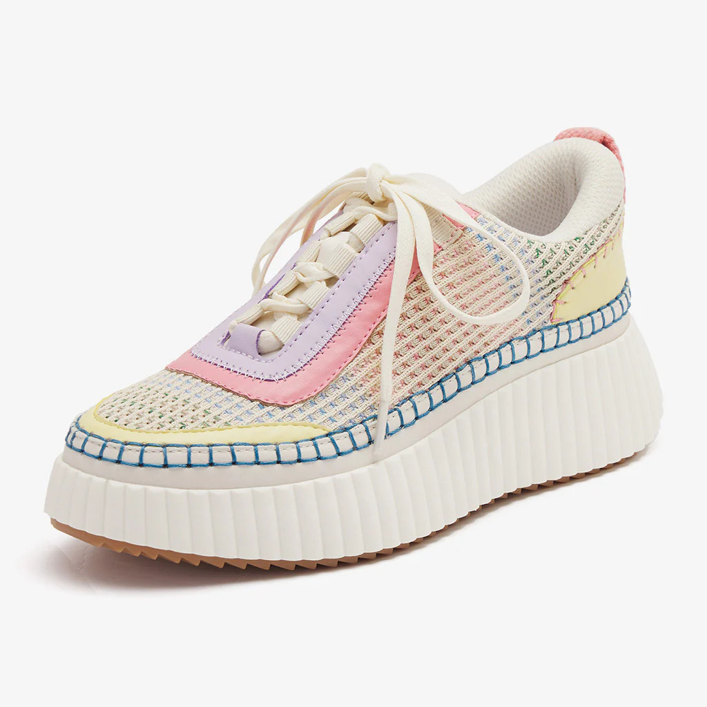 Women's Lace-up Woven Knit Upper Platform Multicolor Sneakers | REDTOP