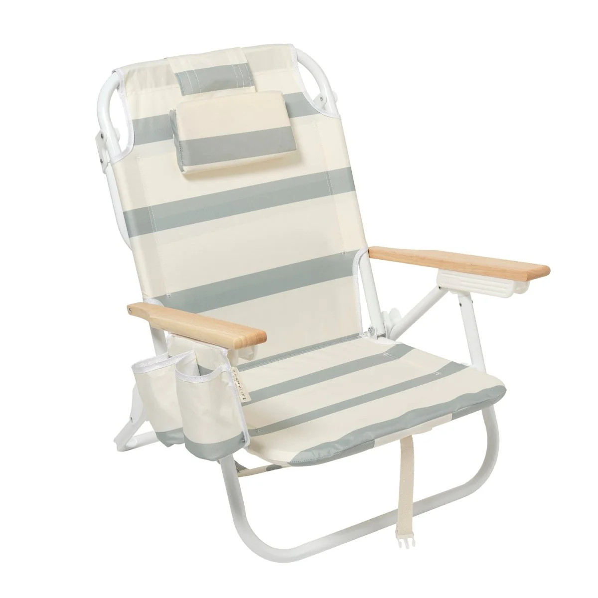 Beach Chair Deluxe - La Palma Sage Stripe | SUNNYLIFE US