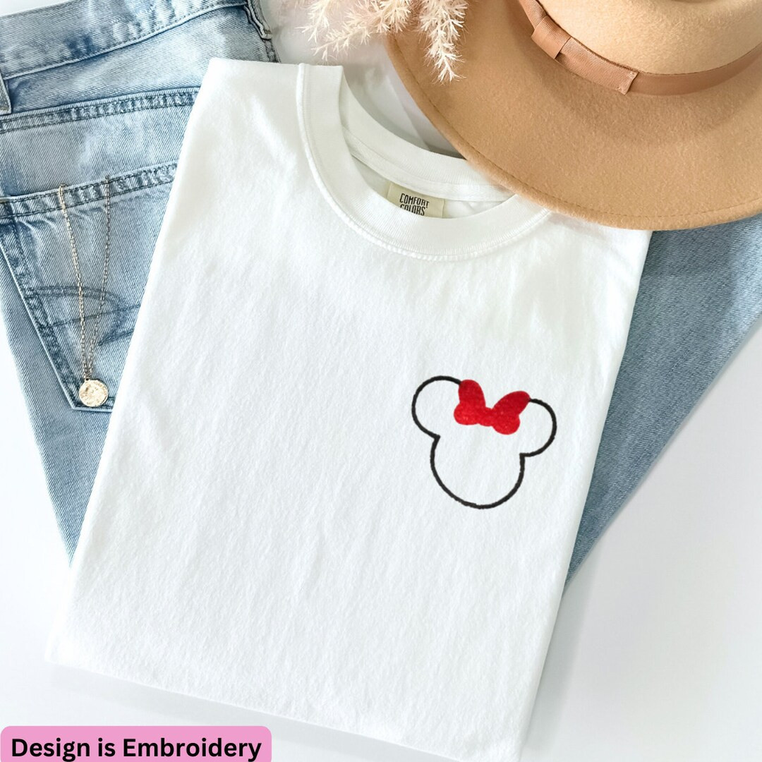 Minnie Mouse Embroidery Comfort Colors Shirt, Ladies Disney Shirt - Etsy | Etsy (US)