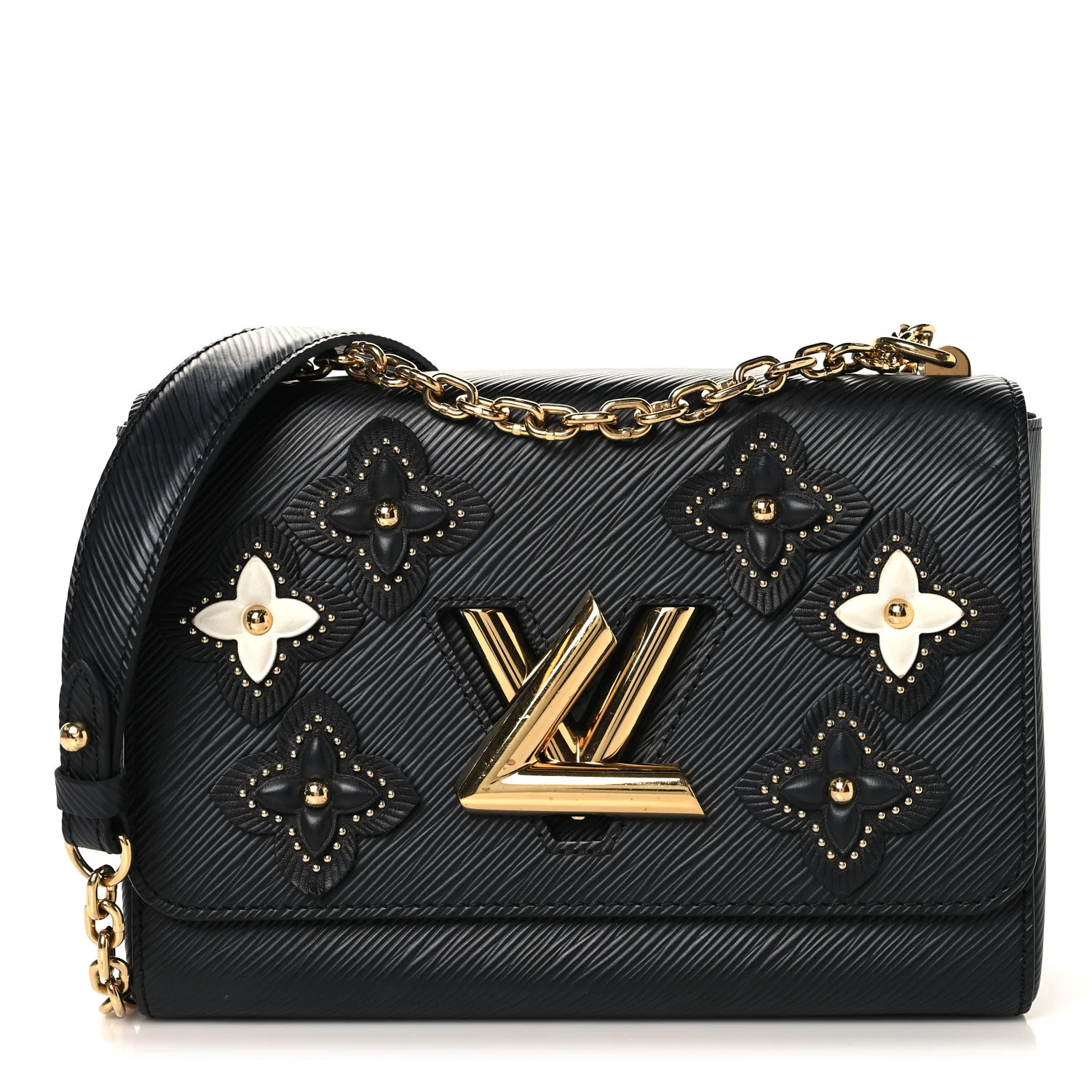 Epi Flowers Twist Shoulder Bag MM  Black | FASHIONPHILE (US)