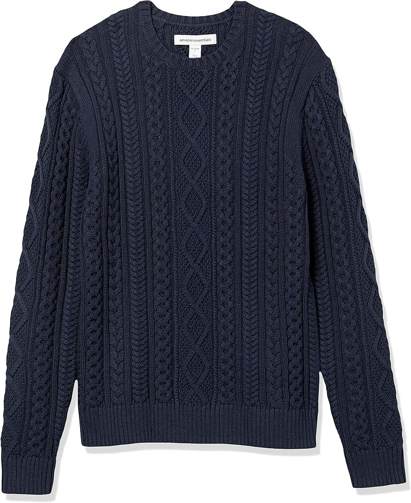Amazon Essentials Men's Long-Sleeve 100% Cotton Fisherman Cable Crewneck Jumper | Amazon (UK)