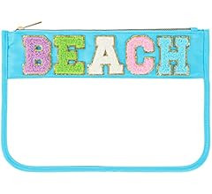 DYSHAYEN Chenille Letter Clear Zipper Pouch for Travel,Nylon Clear Cosmetic Bag,Makeup Travel Bag... | Amazon (US)