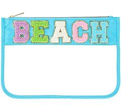 DYSHAYEN Chenille Letter Clear Zipper Pouch for Travel,Nylon Clear Cosmetic Bag,Makeup Travel Bag... | Amazon (US)