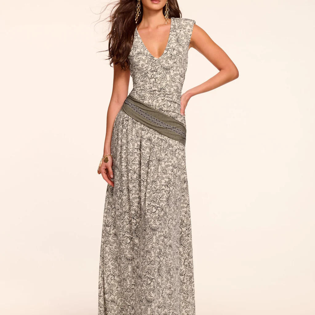 Jamie Jersey Ruched V-Neck Maxi Dress | Ramy Brook
