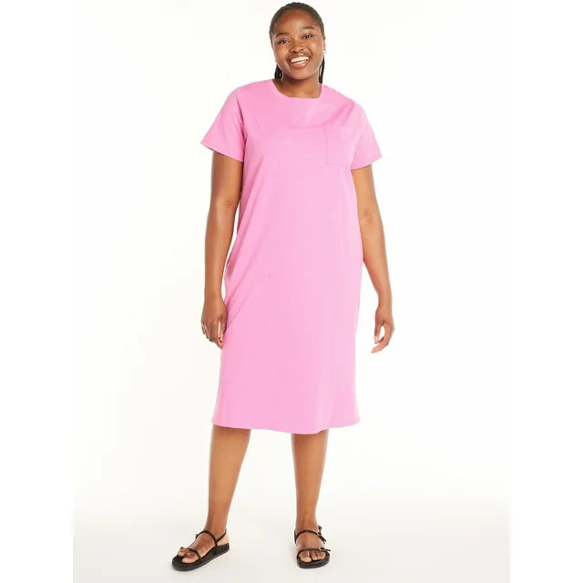 Terra & Sky Women's Plus Size Cotton Pocket T-Shirt Dress, Sizes 0X-5X | Walmart (US)