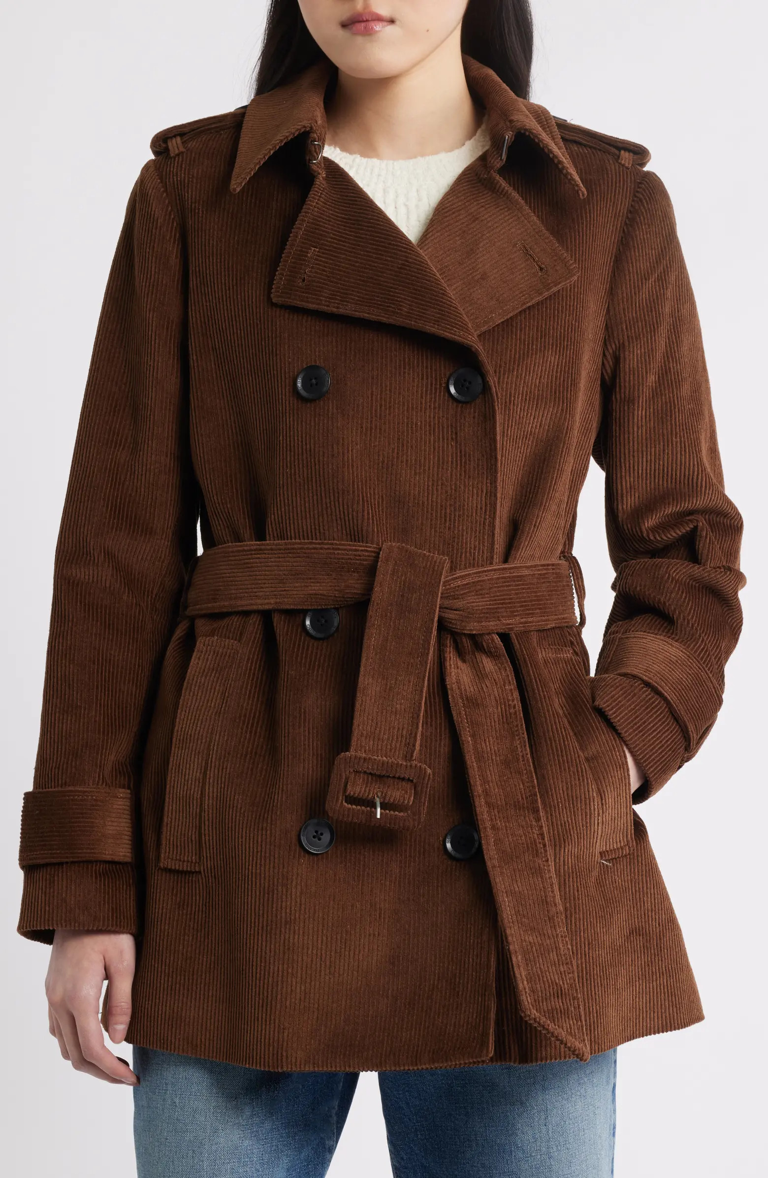 BCBGMAXAZRIA Belted Corduroy Trench Coat | Nordstrom | Nordstrom