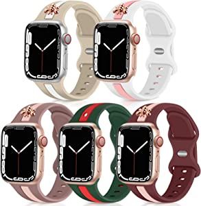 5 Pack Designer Sport Bands Compatible with Apple Watch Band 38mm 40mm 44mm 45mm 49mm Women,Bee D... | Amazon (US)