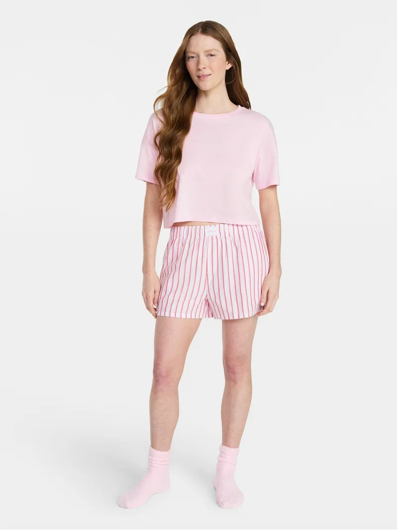 Joyspun Women's Woven Pajama Boxer Shorts, 3'' Inseam, Sizes XS-3X | Walmart (US)