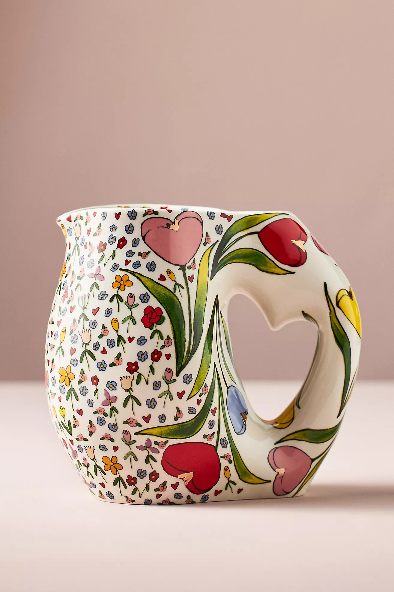 The Mud Fairy Blooming Hearts Stoneware Pitcher | Anthropologie (US)