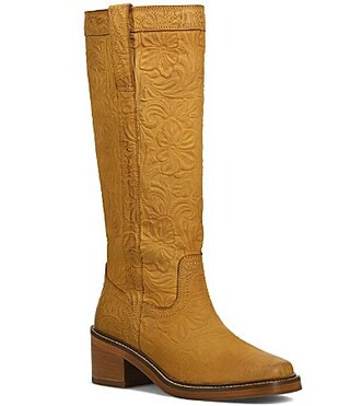 Frye Kate Pull-On Floral Embossed Leather Boots - 7.5 | Dillard's
