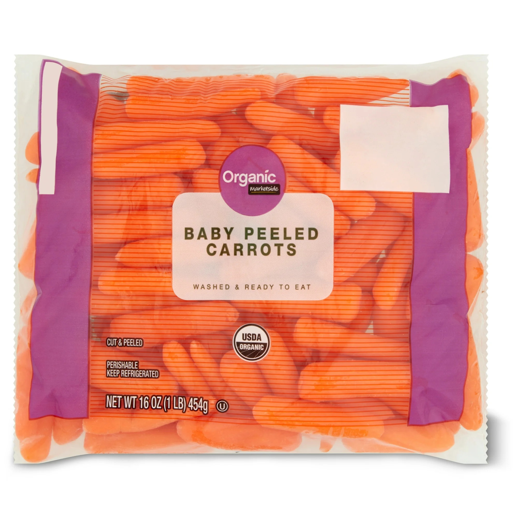 Organic Marketside Fresh Baby Peeled Carrots, 1 lb Bag | Walmart (US)