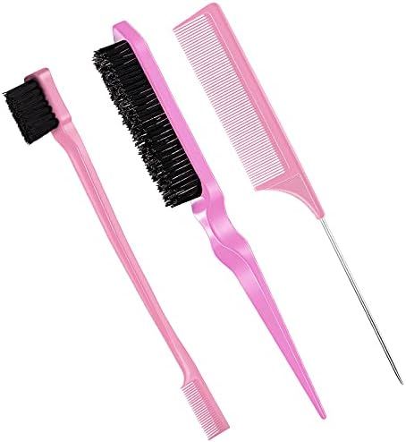 3 Pcs Slick Brush Set Bristle Hair Brush Teasing Comb Edge Hair Brush Grooming Combs Sturdy Rat T... | Amazon (US)