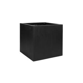 Block Medium 16 in. Tall Black Fiberstone Indoor Outdoor Modern Square Planter | The Home Depot