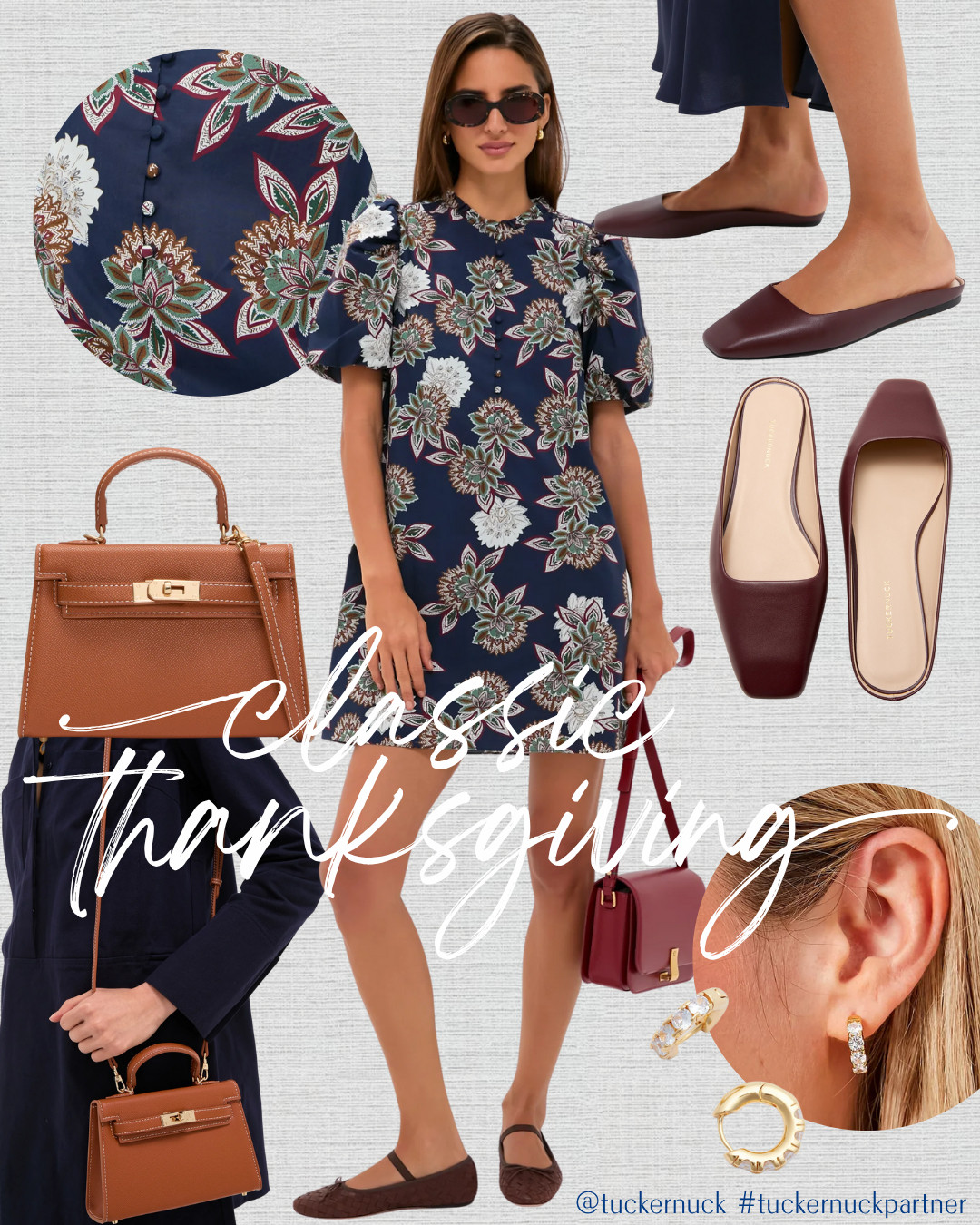 Something classic but still comfy for Thanksgiving - love this navy floral print and the easy silhouette. Works just as well for family photos as it does for dinner at home. @tuckernuck #tuckernuck #tuckernuckpartner 

 #LTKSeasonal #LTKStyleTip #LTKItBag