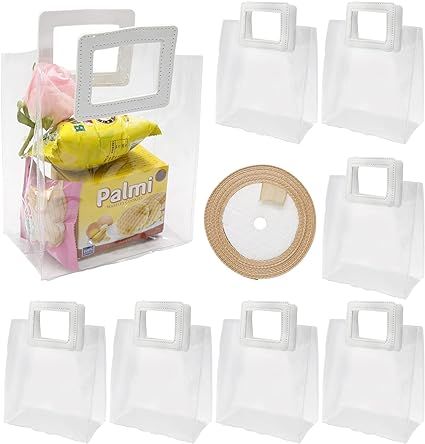 8 Pcs Clear PVC Gift Bag Transparent Gift Bag with Handle Reusable Gift Wrapping Bags for Birthda... | Amazon (US)