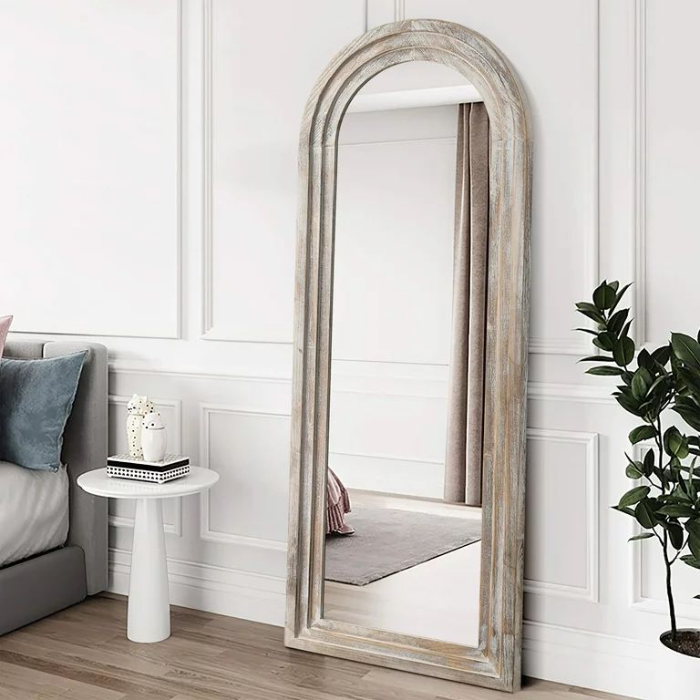 NeuType Solid Wood Full-Length Mirror 64"x21" for Living Room Bedroom,Weathered White | Walmart (US)