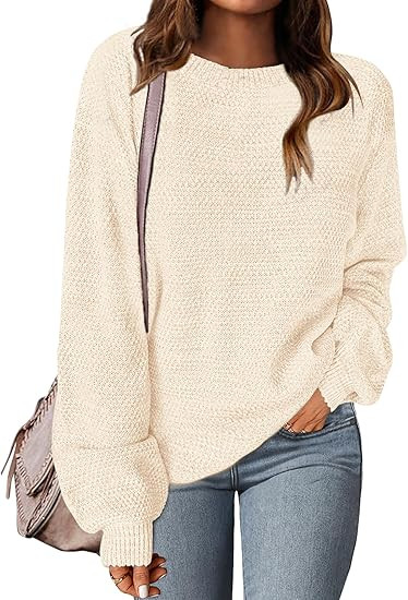 MEROKEETY Sweaters for Women Fall Winter 2026 Oversized Pullover Spring Crew Neck Long Sleeve Hea... | Amazon (US)