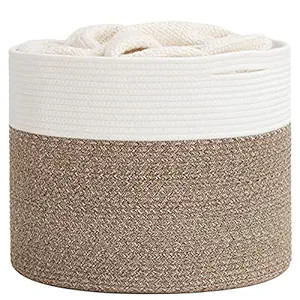 Goodpick Large Cotton Rope Basket, Blanket Basket Living Room 15.8"x15.8"x13.8"-Baby Laundry Bask... | Amazon (US)