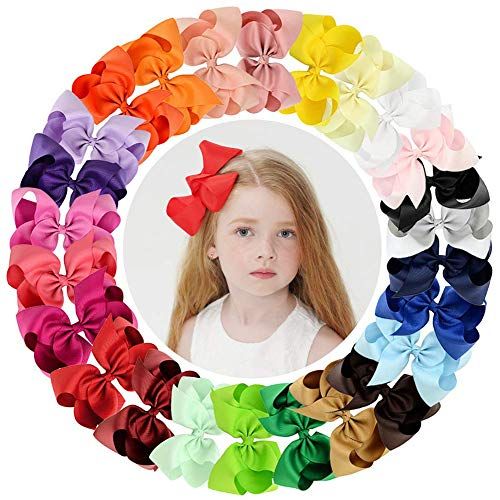 25PCS 6 Inch Hair Bows for Girls Grosgrain Ribbon Toddler Hair Accessories with Alligator Clips f... | Amazon (US)