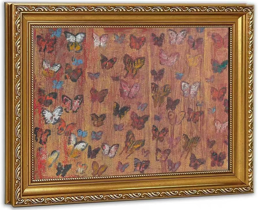 Vintage Gold Framed Butterfly Wall Art, Colorful Butterflies Framed Canvas Print, Rustic Farmhous... | Amazon (US)
