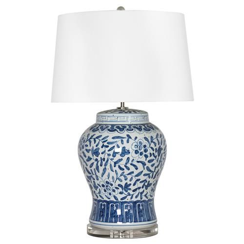 Regina Andrew Royal Global Blue Ceramic Clear Crystal Base Bedside Table Lamp | Kathy Kuo Home